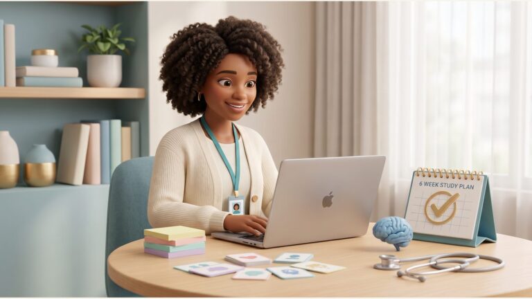 3D animated illustration for A 6-Week PMHNP Board Study Plan That Helps You Study Smarter, Not Harder