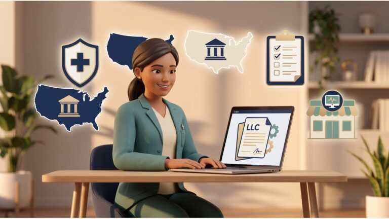 3D animated illustration for How to Open a New NP Business: Practical Startup Steps and Secretary of State Links for Every State